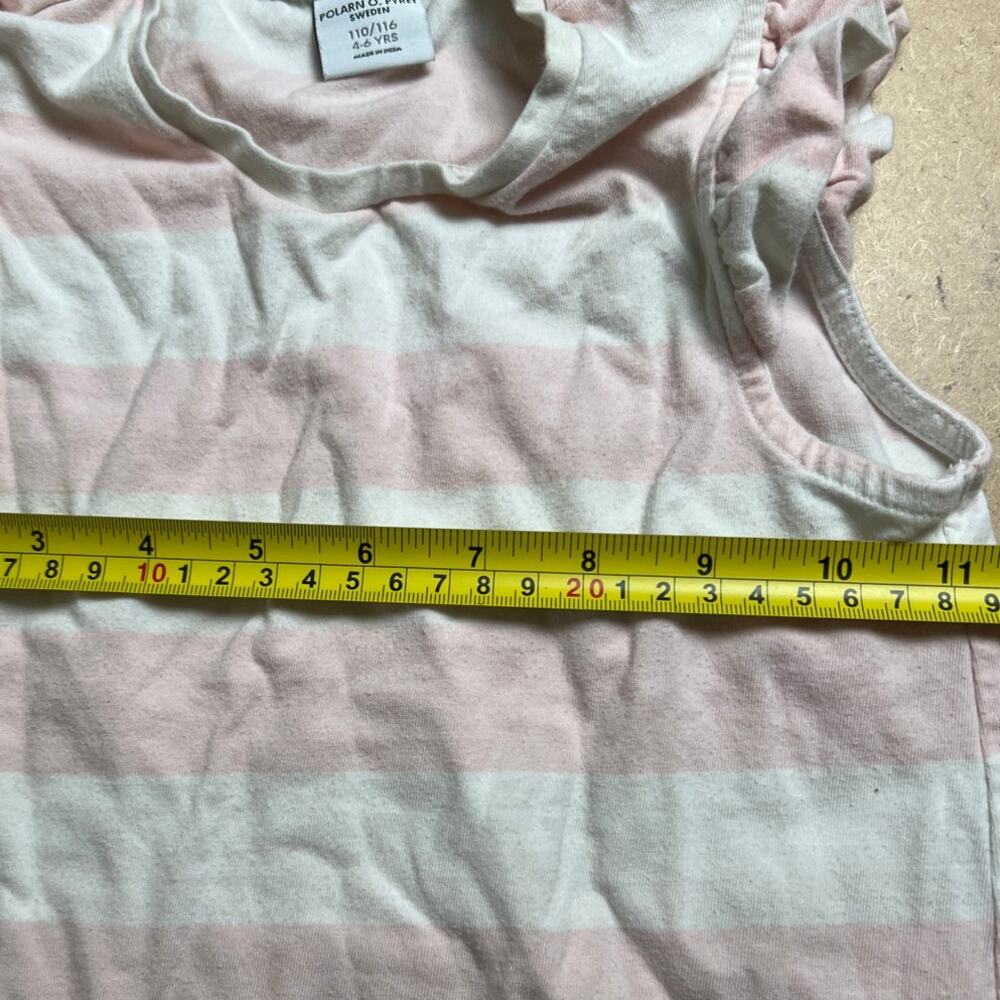 Polarn O. Pyret 4-6 Yrs Girl Pink/White Dress With Lemon Pocket Detail - Picture 6 of 7